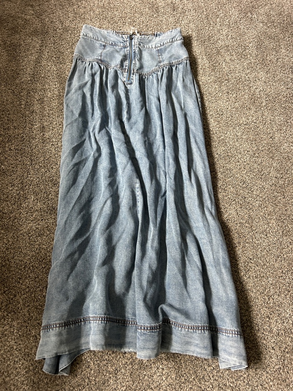 Heartloom Light Wash Denim Maxi Skirt in Blue